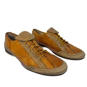Bacco Bucci Mens Italian Leather Brown Low-Top Laced Sneakers Size US 11.5